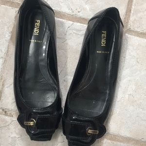 Fendi Black Patent Flats